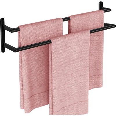 Attop Double Towel Bar, 24Inch Towel Rack for Bathroom, Stainless Steel Double Bath Towel Bar, Wall Mounted Towel Holder Matte Black