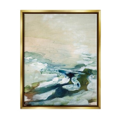 Stupell Industries Modern Beach Waves Splash Framed Floater Canvas Wall Art