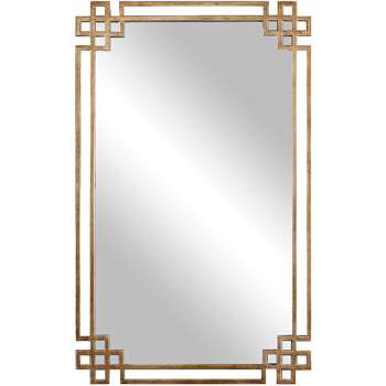 Uttermost Rectangular Vanity Accent Wall Mirror Industrial Plated Gold Metal Open Frame 23" Wide for Bathroom Bedroom Living Room