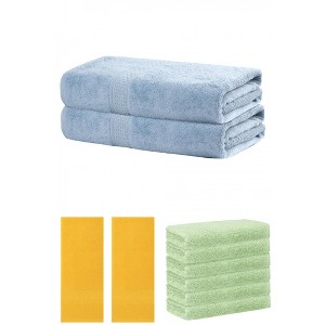REGALWOVEN Absorbent Solid Bath Hand Face Cloths Cotton Towels 3 Piece Sets - 1 of 4