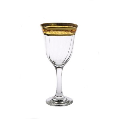 Classic Touch Set of 6 Amber Water Glasses with Gold Design