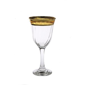 Classic Touch Set of 6 Amber Water Glasses with Gold Design - 1 of 3