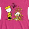 Girls' - Peanuts - Charlie Brown Snoopy Fall Leaves Fit & Flair Cap Sleeve Dress - 2 of 4