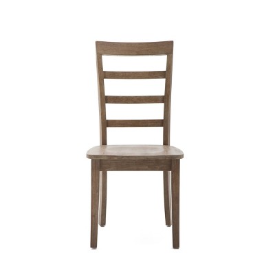 Set of 2 Gray Ladderback Rubberwood Dining Chairs