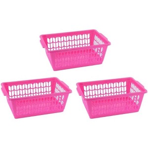 YBM HOME Plastic Perforated Storage Basket Bin Office Drawer, Shelf Desktop Countertop Tray Organizer, Pack of 3 - 1 of 1