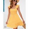 Women's Summer Sleeveless Casual Sundress: Cute Smocked Ruffle Tie-Back Flowy Mini Dress - 3 of 4