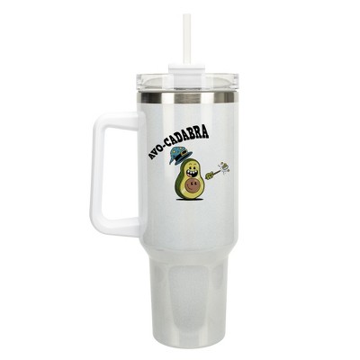 100 North Avo-Cadabra Magical Avocado Wizard 40 oz. Stainless Steel, Large Water Bottle Coffee Mug, Spill & Leak Resistant, Thermal Travel Tumbler