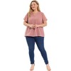Agnes Orinda Women's Plus Size Pin Dots Notched V-Neck Dressy Trendy Fashion Casual Summer Blouses - 3 of 4