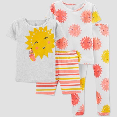 Carter's Just One You® Baby Girls' 4pc Sun Snug Fit Pajama Set - Yellow/Gray 12M