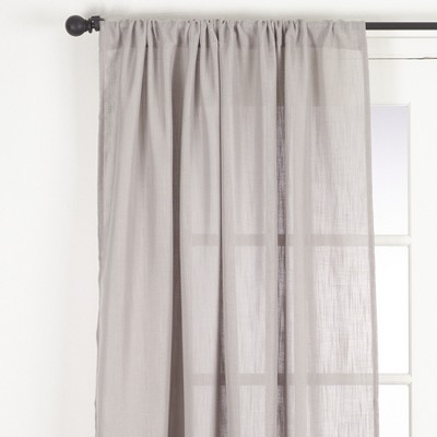 Dark Linen Gray Sheer Rod Pocket Window Panel