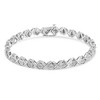 Haus of Brilliance Silver 1/10 cttw Miracle-Set Round-Cut Diamond "X" Link Tennis Bracelet - 2 of 4