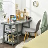 Costway Trestle Computer Desk Home Office Workstation w/Removable Shelves Vintage BlueWhite - 3 of 4