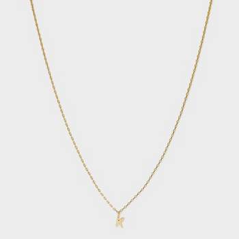 14K Gold Plated Small Polished Initial Pendant Necklace - A New Day™ Gold