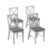 VECELO Rustic Wooden Dining Chairs Set of 2/4/6, Rubber Wood Kitchen Chairs with Padded Seat & Elegant Hollowed Backrest, Gray - 2 of 4