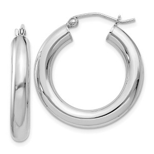 Black Bow Jewelry 4mm, Sterling Silver, Round Hoop Earrings - 24mm (1 Inch) - 1 of 4