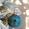 Whisen D4.7" Christmas Ball Ornaments, Glass Decorative Hanging Ball Christmas Tree Ornaments, Set of 4 - Blue - 2 of 4
