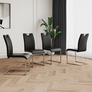 Sapphtopaz Modern Simple Dining Chairs Set, Faux Leather Padded Seat Kitchen Chairs with Chrome Metal Legs for Dining Room, Kitchen - 1 of 4