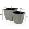 Okak 2 Pack Self-Watering Planter 12.6/10.3 Inch Cube Weather-Resistant Wicker Finish Pot for Patio, Garden, Indoor Plants - 2 of 4