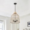 Modern Wicker Pendant Light £¬ Natural Woven Chandelier with Black Canopy for Farmhouse or Coastal Decor - 3 of 4