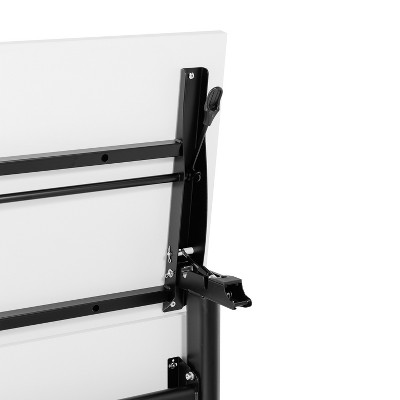 White and Black Rectangular Folding Training Table with Casters