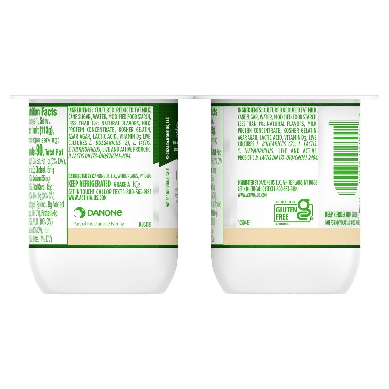 Activia Low Fat Probiotic Vanilla Yogurt - 4ct/4oz Cups, 4 of 13