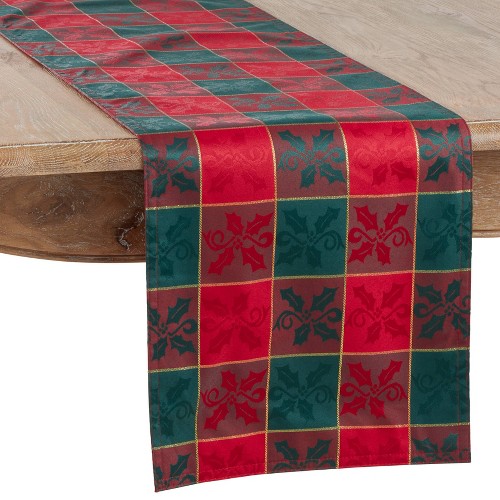 14"x120" Plaid Design Runner Red/Green - Saro Lifestyle