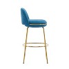 Rio Claro Indoor Metal Upholstered Barstool, Gold Finished Frame and Blue Upholstery, Set of 2 - 3 of 4