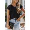 Coolmee Womens T Shirts Ruffle Short Sleeve Tops Cute Crew Neck Casual Knit Ribbed Top Blouses - 2 of 4