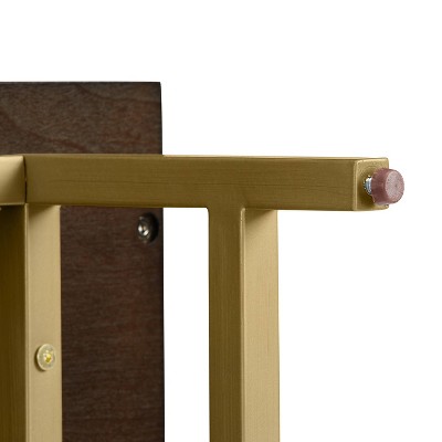 Blair Contemporary Dark Brown and Gold Bar Cabinet with Wine Storage