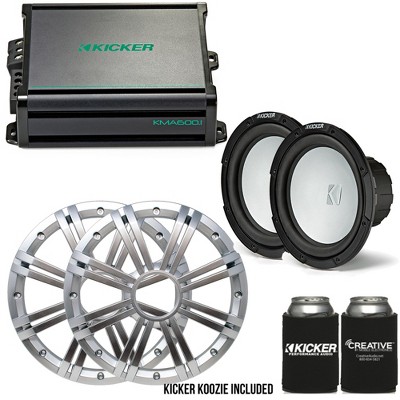 Kicker - Two 10 Inch Led Marine Subwoofers In Silver, 1 Pair With