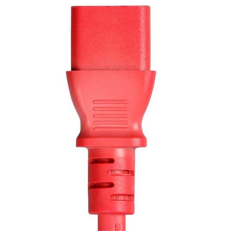 Monoprice Extension Cord - 1 Feet - Red IEC 60320 C14 to IEC 60320 C13, 16AWG, 13A/1625W, 125V, 3-Prong, SJT, For Powering Computers, Monitors, etc., 3 of 7