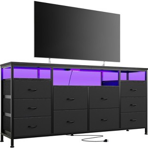 10 Drawer Dresser TV Stand for 65 70 75 Inch TV, 63" W Long Wide Chest of Drawers, Fabric Storage Organizer Drawer Unit - 1 of 4
