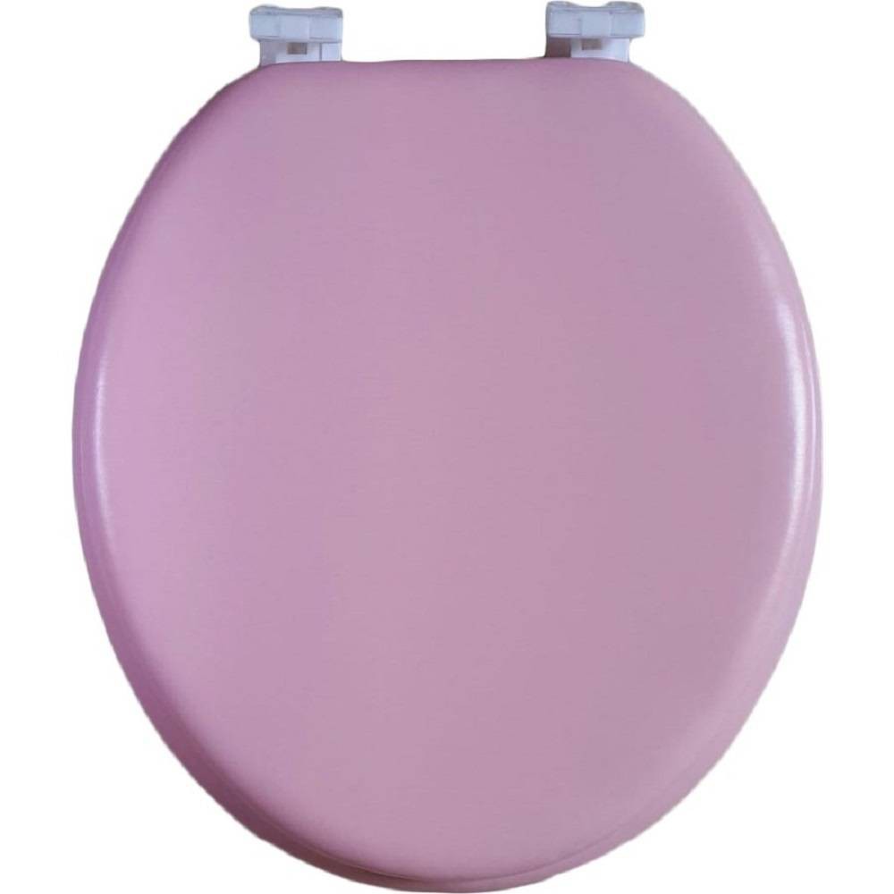 Photos - Toilet Accessory Soft Round Toilet Seat with Easy Clean & Change Hinge Pink - J&V TEXTILES