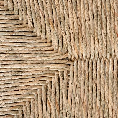 Black Acacia Wood Bench with Woven Seagrass Top