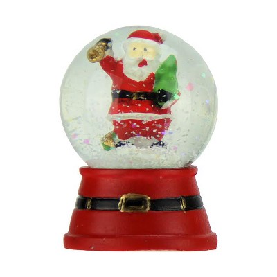Kurt S. Adler 2.5" Red Santa Claus Ringing Bell Mini Christmas Snow Globe Glittering Snow Dome