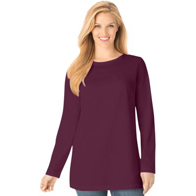 Woman Within Plus Size Perfect Long-Sleeve Crewneck Tee
