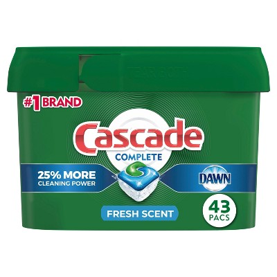 Cascade Complete Dishwasher Pods, ActionPacs Dishwasher Detergent Tabs, Fresh Scent - 43ct