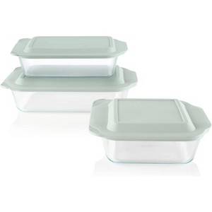 3-Pack Glass Baking Dish Set With BPA-Free Lids, Rectangular Glass Bakeware, Dishwasher, Microwave, Freezer - 1 of 4
