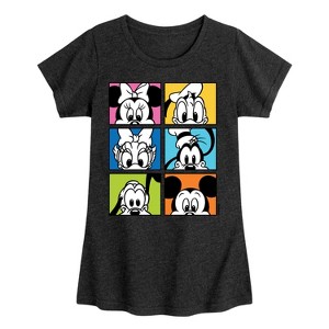 Girls' - Disney - Mickey Friends Grid Fitted Short Sleeve Graphic T-Shirt - 1 of 4