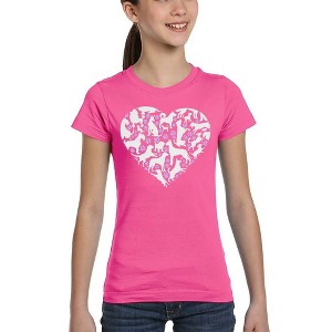 LA Pop Art Dog Heart - Girl's Word Art T-Shirt - 1 of 4