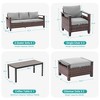 Sonkuki 6 Pieces Patio Sofa & Ottomans & Chair & Coffee Table Set, Conversation Couch with Sand Cushion - 3 of 4