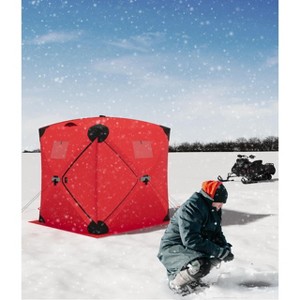Pop Up Ice Fishing Tent Insulated Ice Fishing Shelter Portable Hub-Style Shelter Shanty Windproof and Warm, Multiple Sizes for 1 to 8 Person - 1 of 4