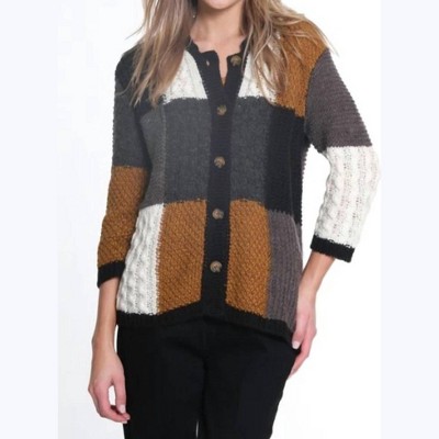 Women's Block Print Open Front Sweater - Multiples