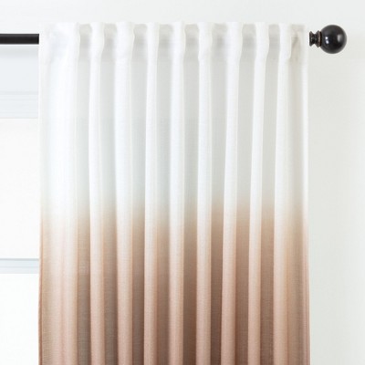 Gradient Ombre Brown and Flax Sheer Polyester Curtain Panels