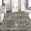 Washable Area Rug Vintage Distressed Rug Non Slip Rug Low Pile Rugs Oriental Floral Throw Rug Foldable Indoor Carpet for Living Room Bedroom Nursery - 3 of 4