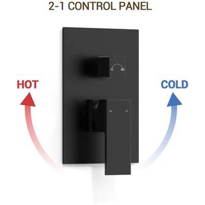 Large Matte Black Stainless Steel Square Wall Mounted Shower System