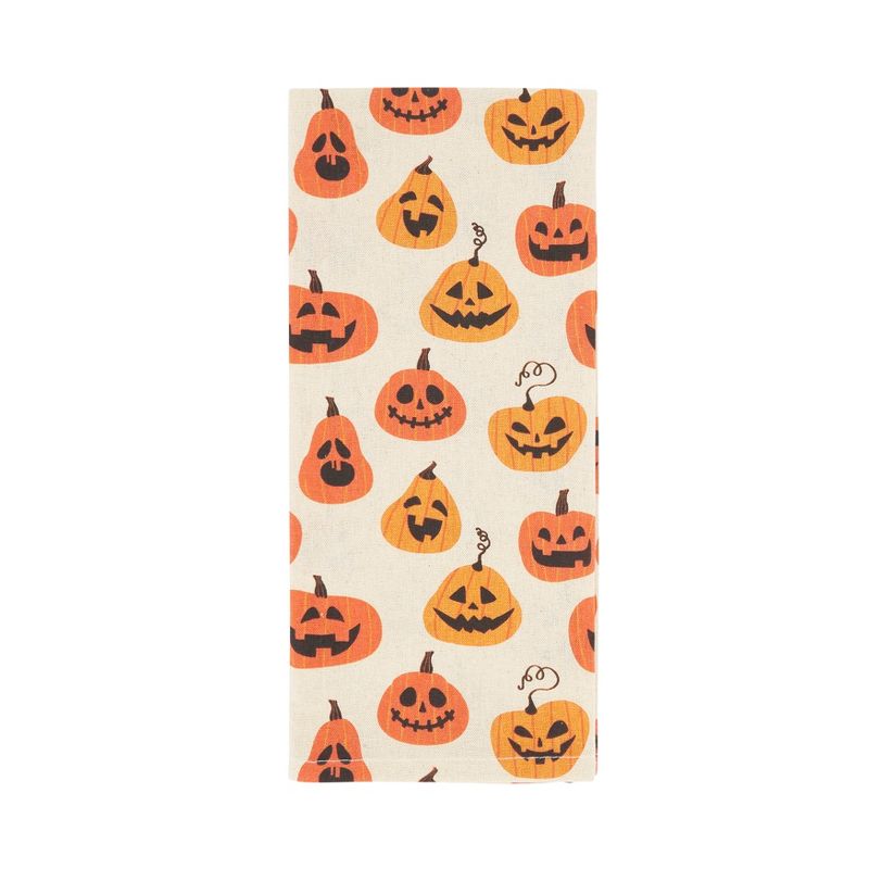 Saro Lifestyle Spice of Fall Pumpkin Kitchen Towel (Set of 4), Orange, 18"x28", 1 of 3