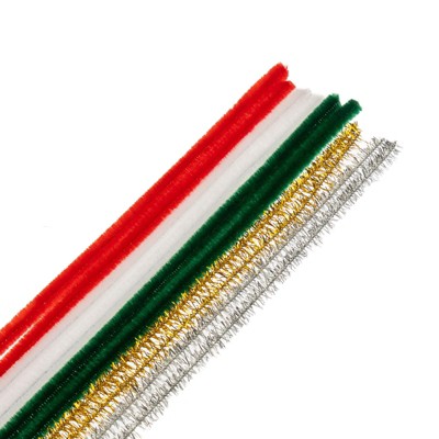 John Bead Fluffy Pipe Cleaners Chenille Stems for Art School Craft Supplies, 12in x 6mm Christmas Mix 100 Pieces