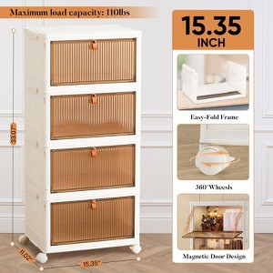 JIONJOY Stackable Plastic Storage Bins with Lid: Foldable Organizers, Magnetic Doors, Lockable Wheels - 1 of 4