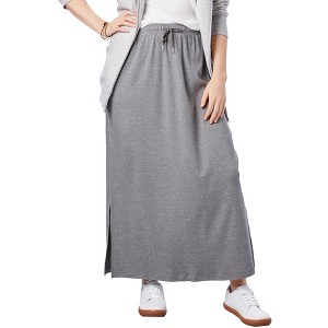 Woman Within Plus Size Petite Sport Knit Side-Slit Skirt - 1 of 4
